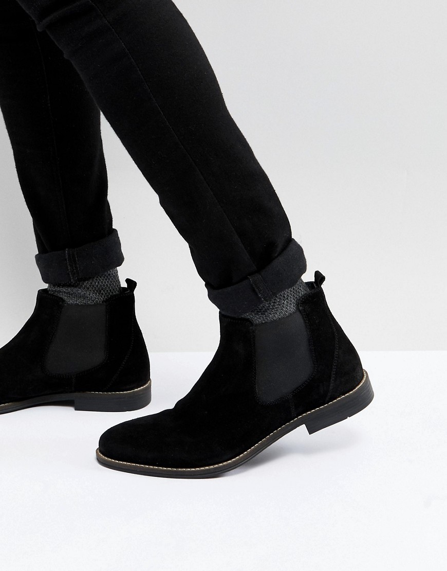 Pier One Chelsea Boots In Black Suede - Black