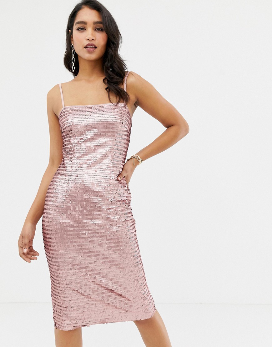 Forever New allover sequin cami midi dress in pink