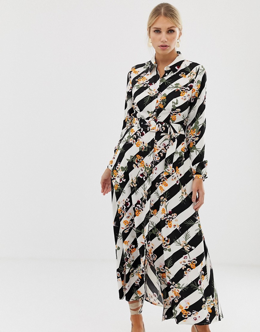 Karen Millen midaxi dress in floral stripe print