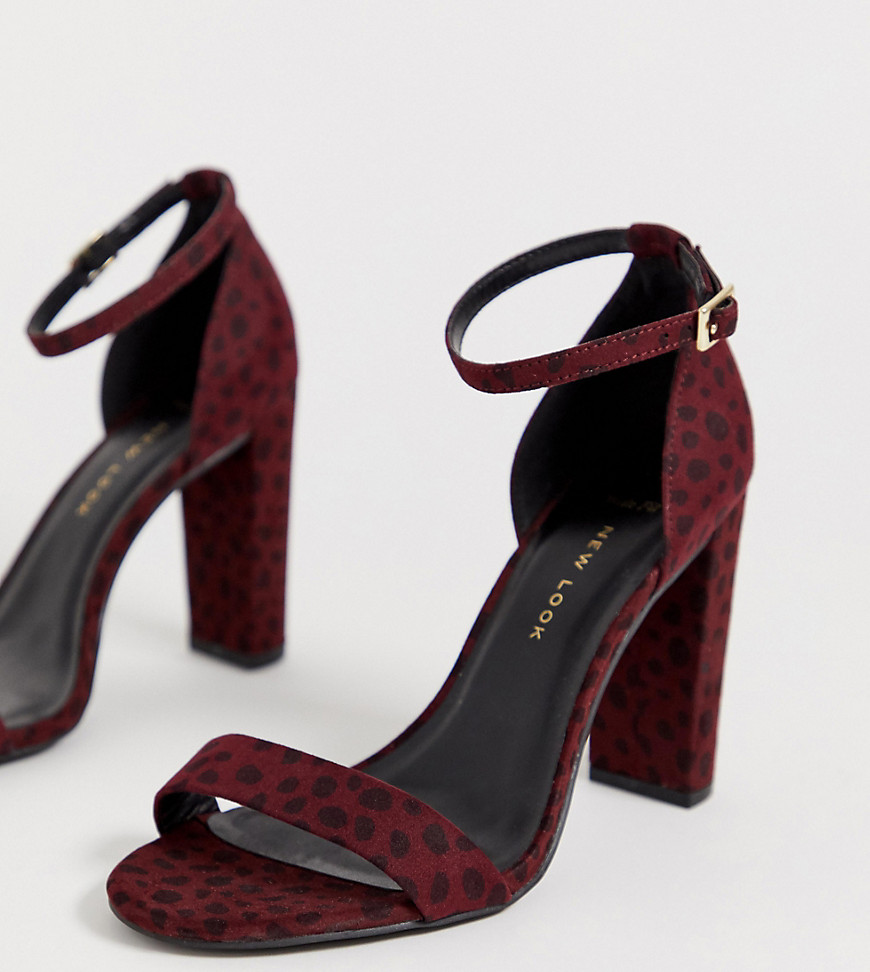New Look Wide Fit cheetah block heel in red