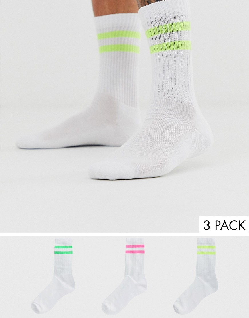 Brave Soul neon stripe 3 pack socks