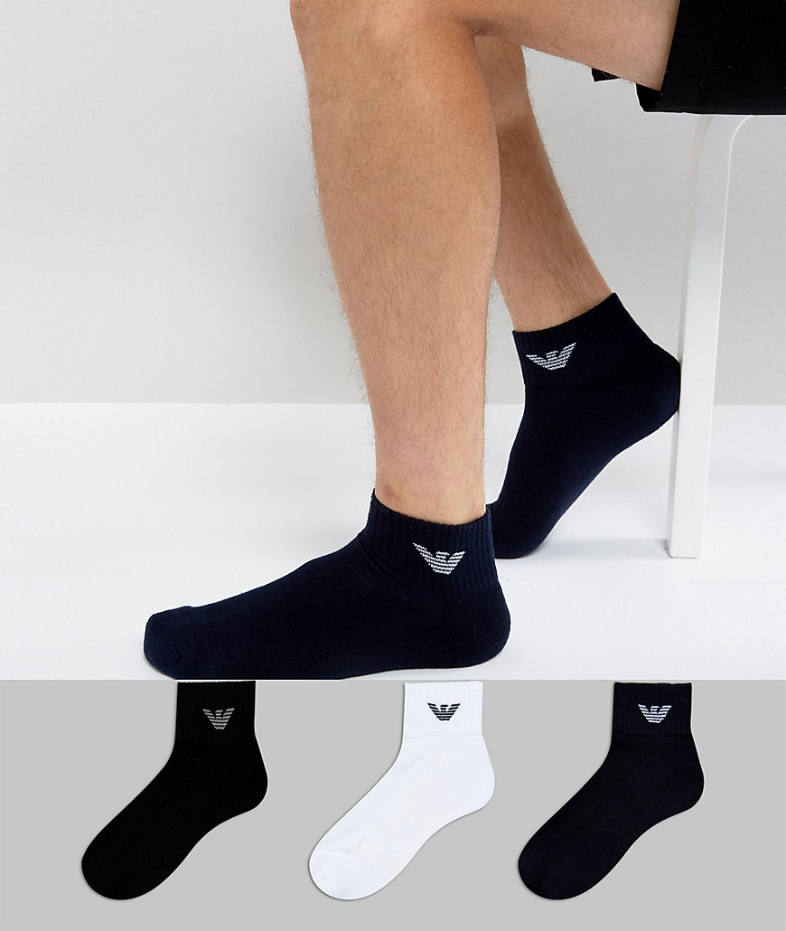 Emporio Armani 3 pack logo trainer socks in multi