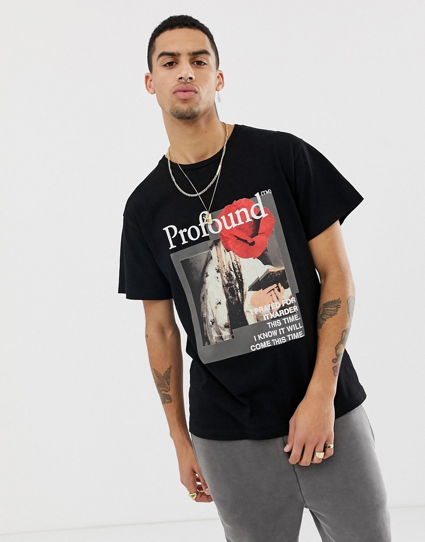 Profound Aesthetic T-Shirt with Chest Print in Black