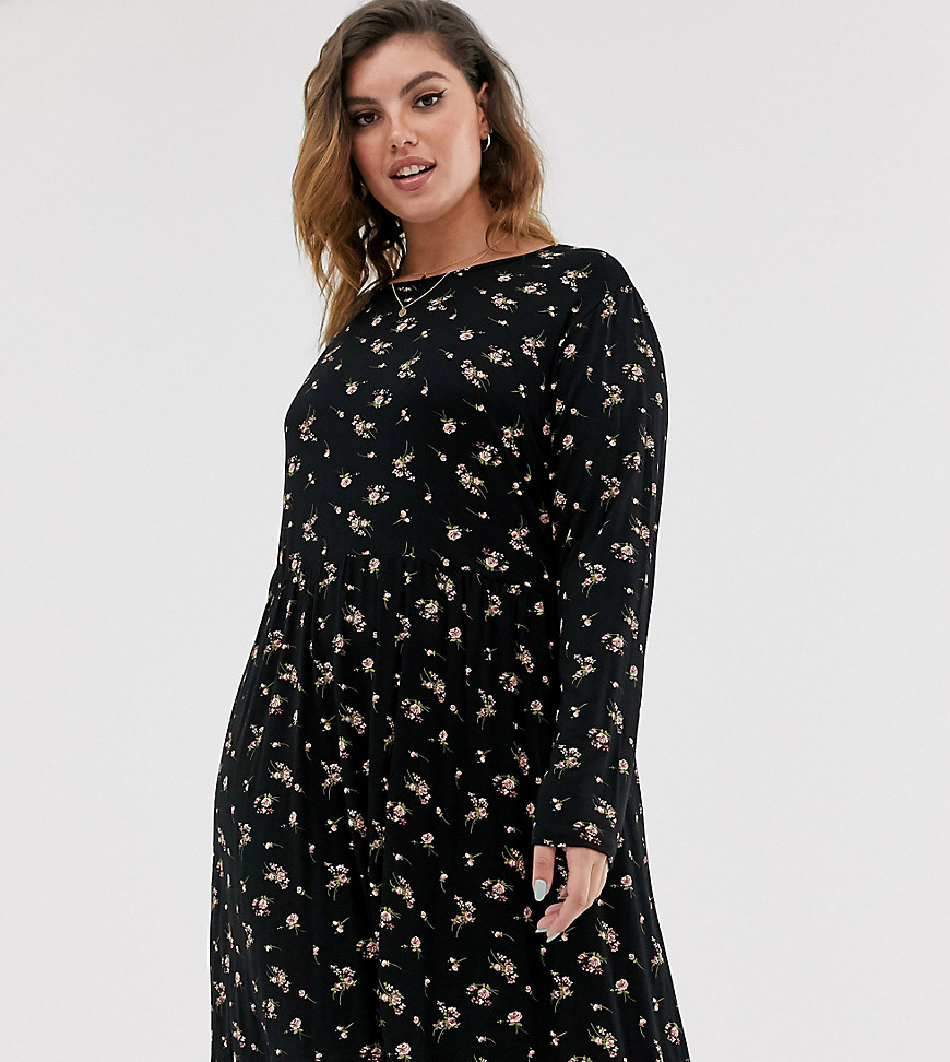 Wednesday's Girl Curve long sleeve smock dress in floral