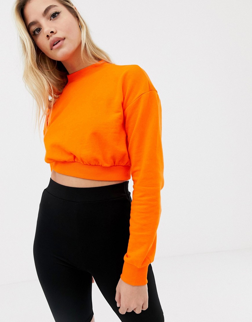 ASOS DESIGN super crop sweatshirt in orange