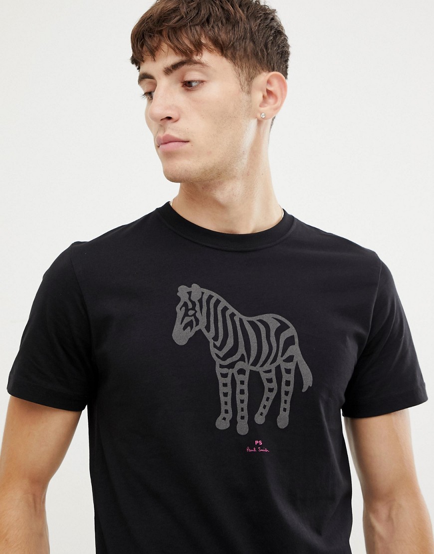 PS Paul Smith slim fit reflective zebra t-shirt in black - Black
