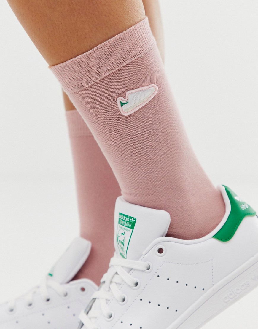 adidas Originals Stan Smith embroidered socks in pink