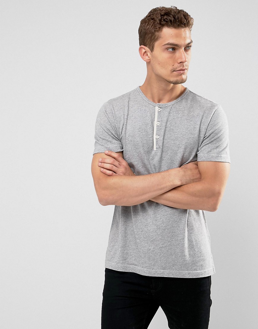 Abercrombie & Fitch Henley T-Shirt White Label Slim Fit in Grey Marl - Grey heather