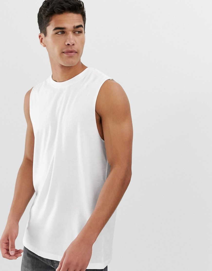 New Look sleeveless t-shirt in white