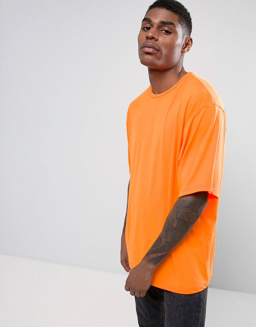Ярко-оранжевая oверсайз-футболка Granted - Оранжевый 