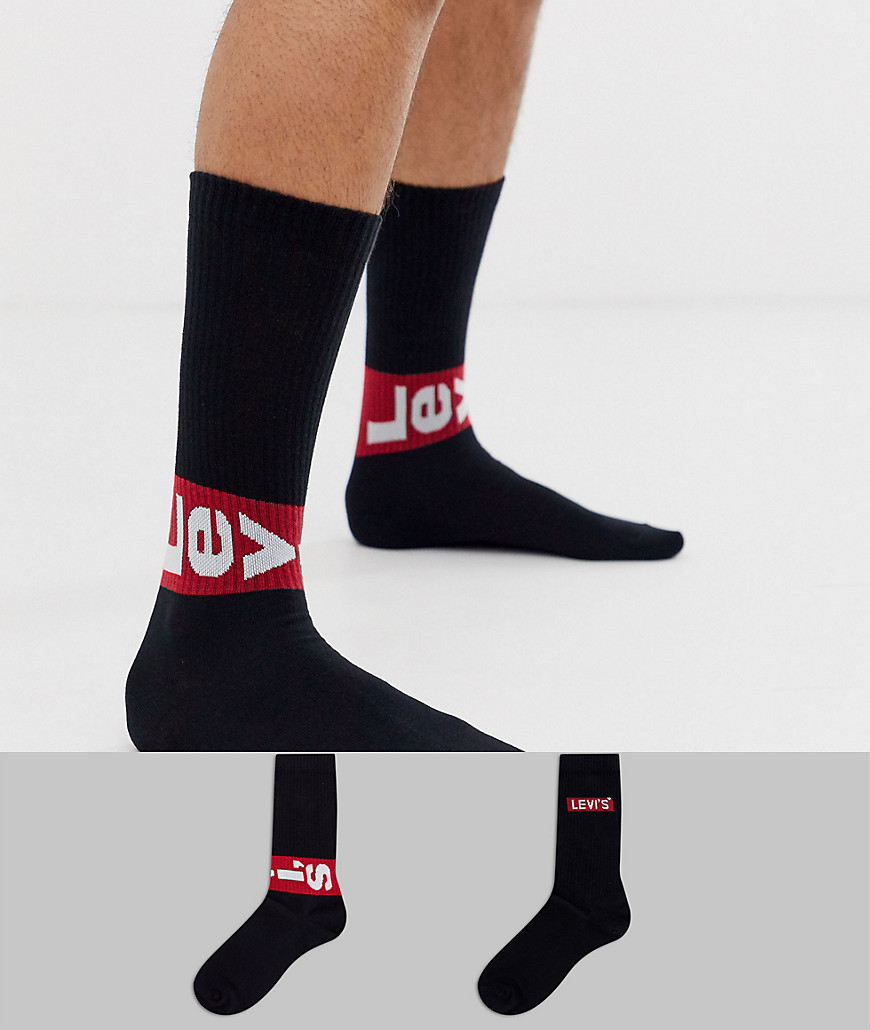 Levi's 2 pack wraparound logo socks in black