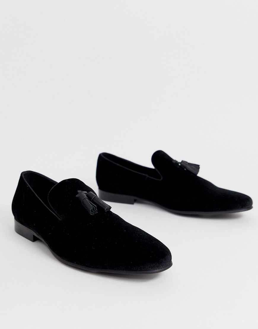 Office imperial velvet slipper loafers in black