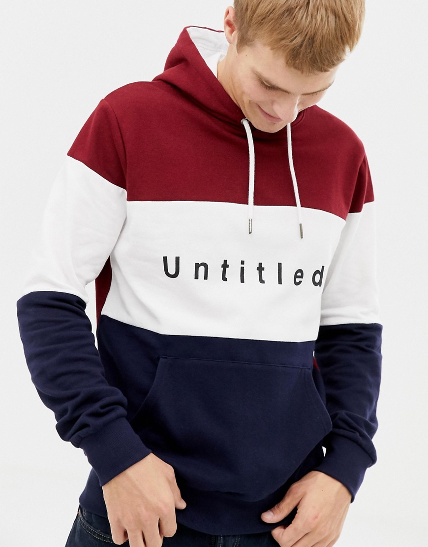 Burton Menswear hoodie with untitled print in colour block red