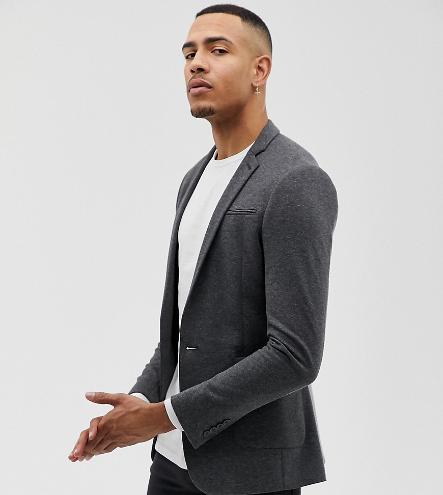 ASOS DESIGN Tall super skinny blazer in charcoal jersey