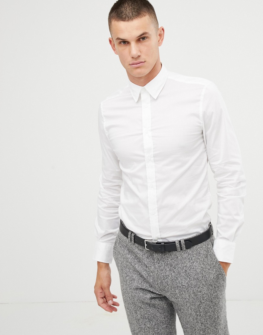 United Colors Of Benetton slim fit shirt with stretch in white