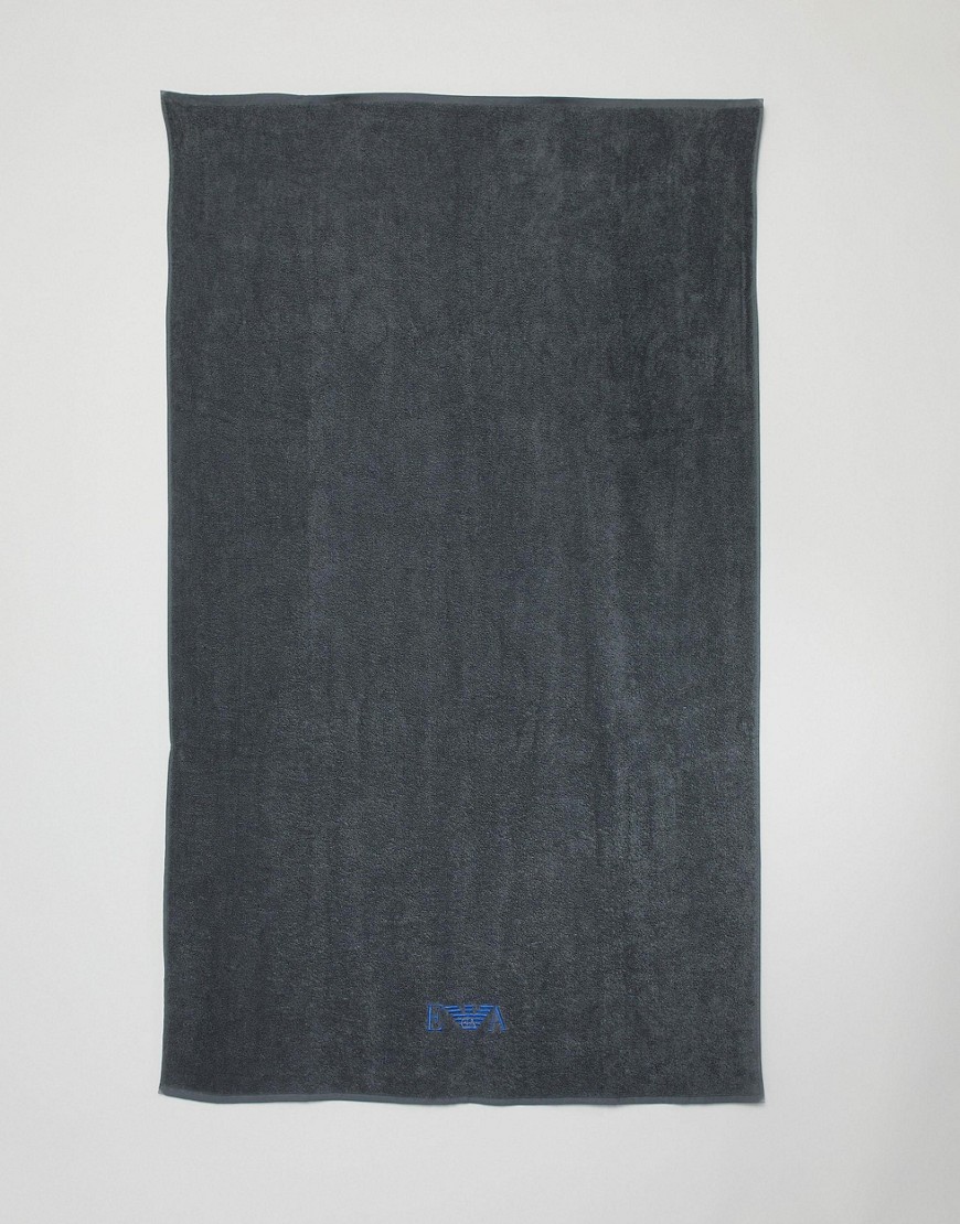 Emporio Armani logo bath towel in grey - Grey