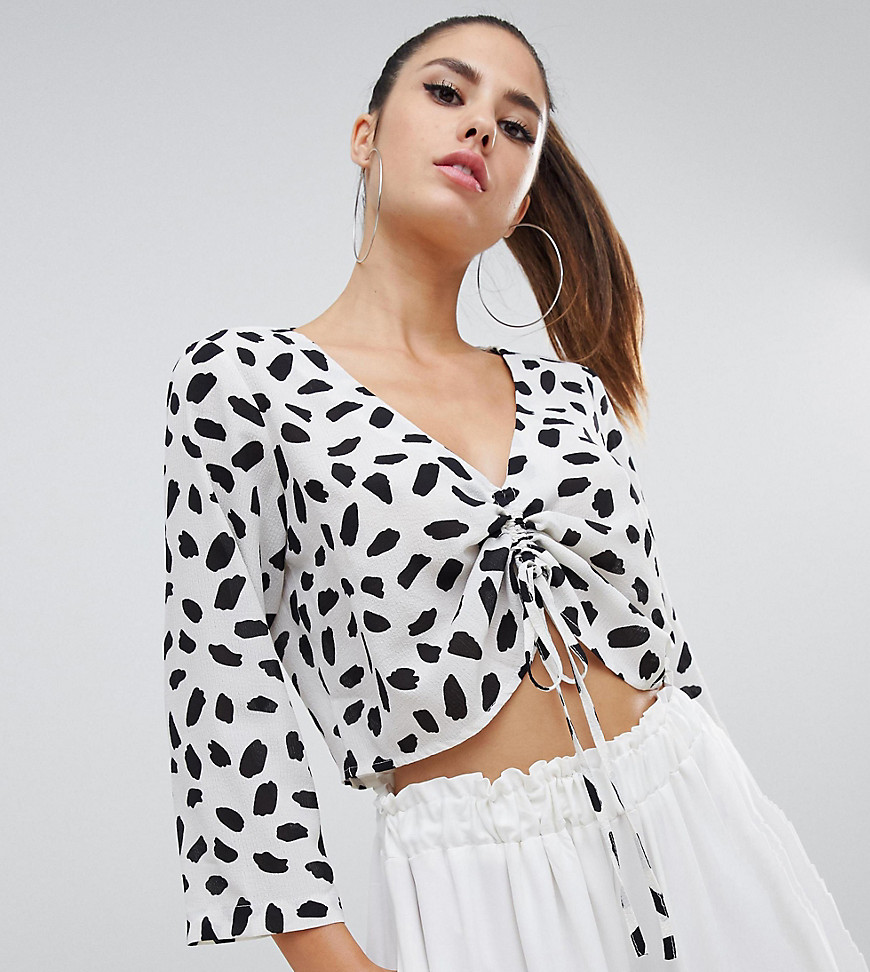 Parallel Lines ruched front blouse in abstract print