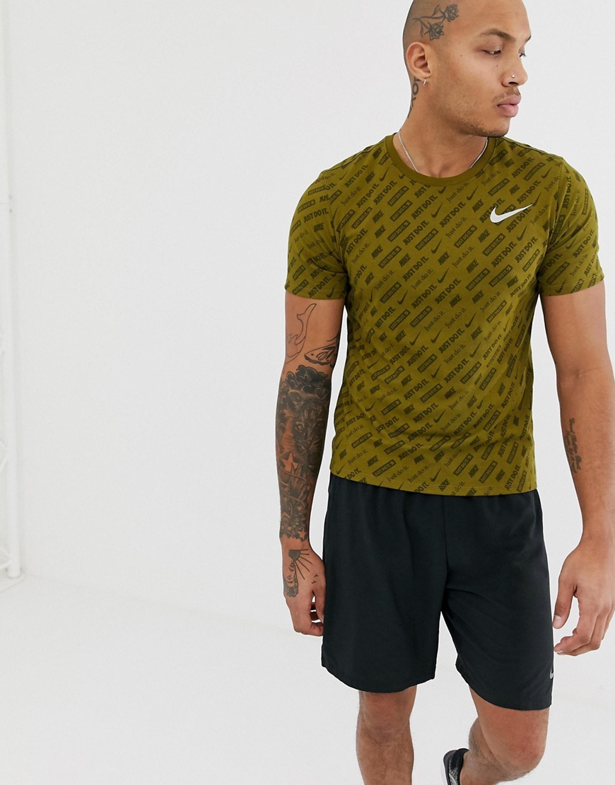 Nike Running Just Do It All Over Print In Khaki AA9384-399