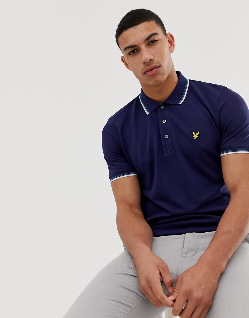 Lyle & Scott tipped polo in navy