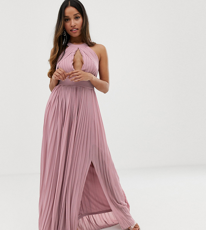 TFNC Petite bridesmaid exclusive pleated maxi dress in pink