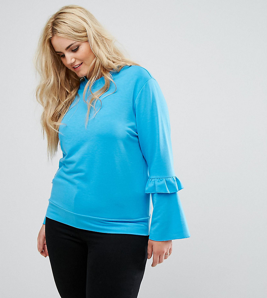 Alice & You Ruffle And Fluted Sleeve Jumper - Blue