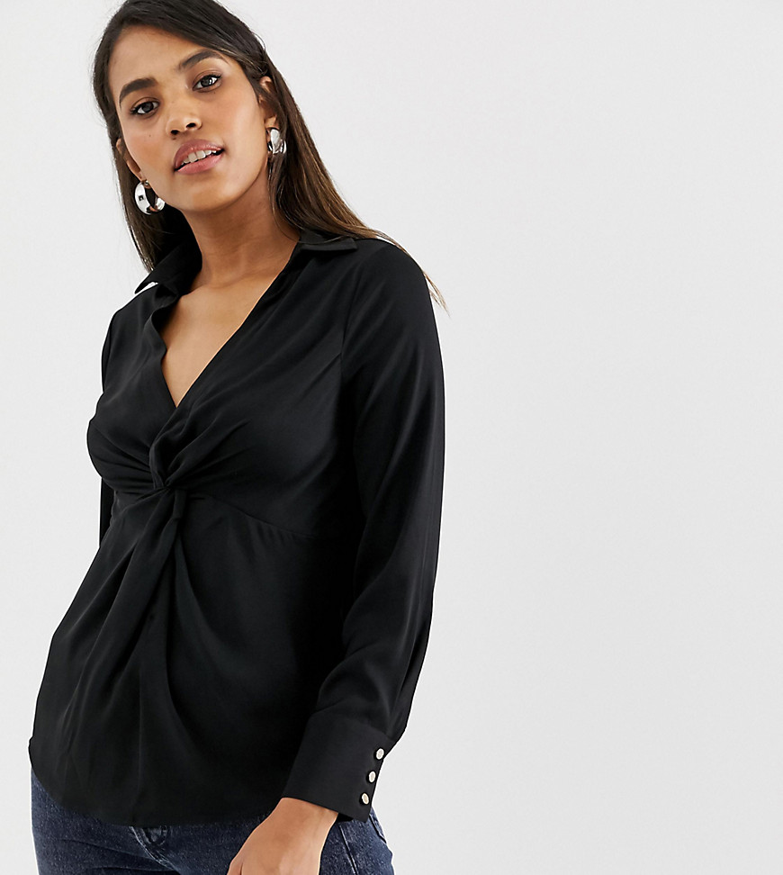 Oasis blouse with twist front in black