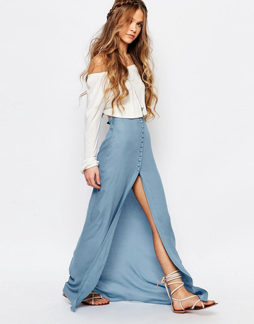Honey Punch | Honey Punch Festival Maxi Skirt With Button Front at ASOS