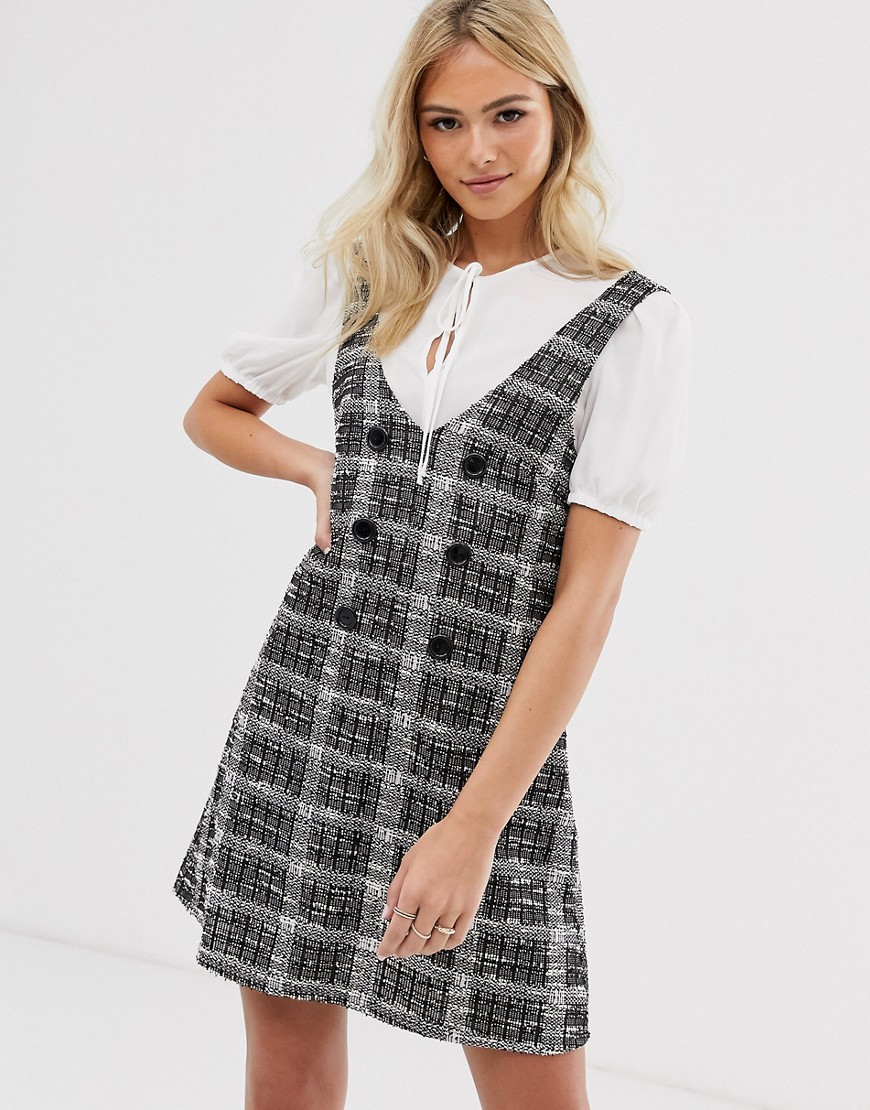 Miss Selfridge dress with tee in grey check