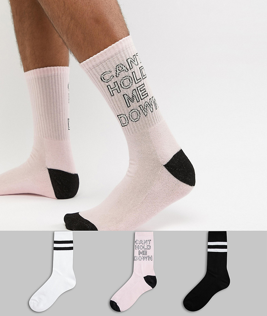 New Look socks with can't hold me down print 3 pack