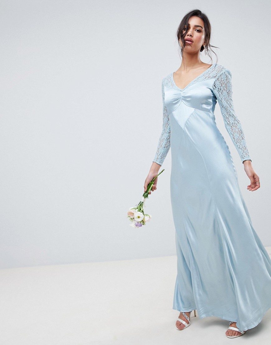 Ghost bridesmaid maxi dress with lace sleeves