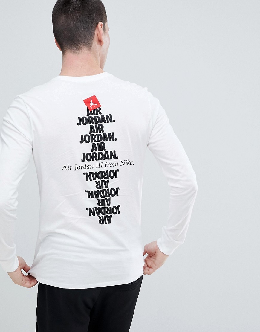 Nike Jordan AJ3 Long Sleeve Top With Back Print In White 943938-100 - White