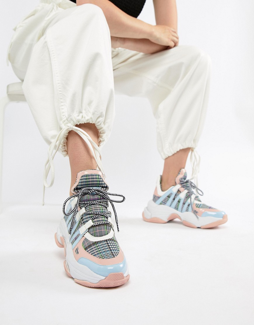 Jeffrey Campbell pastel check chunky trainers