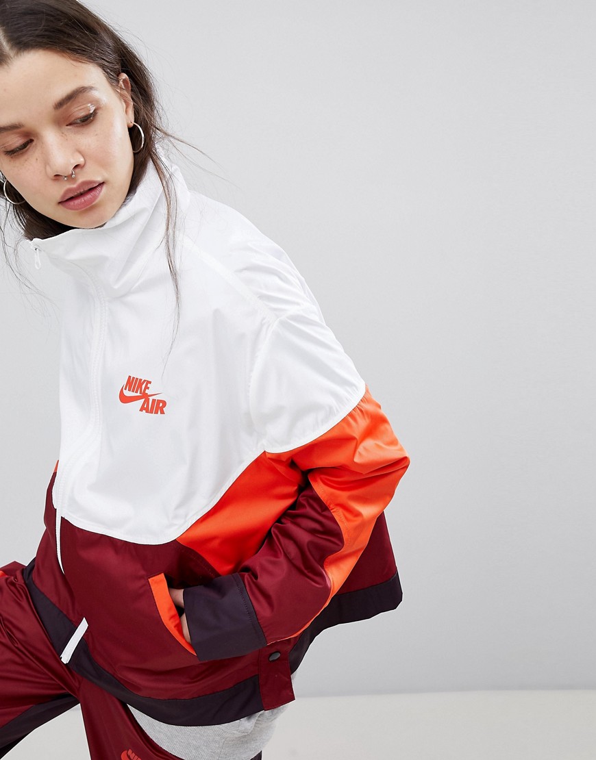 Nike Colourblock Woven Popper Track Jacket - White/team orange