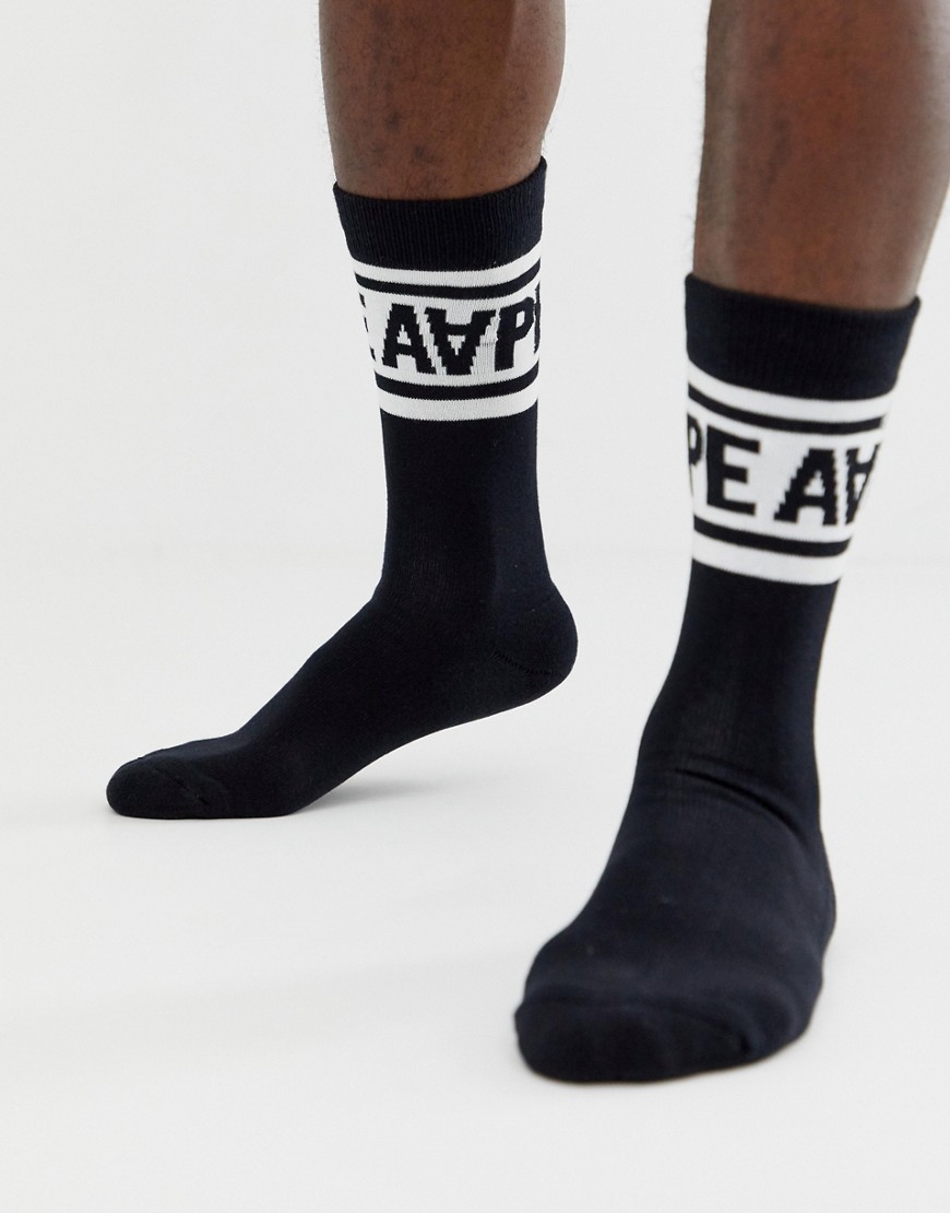 AAPE By A Bathing Ape Logo Socks In Black