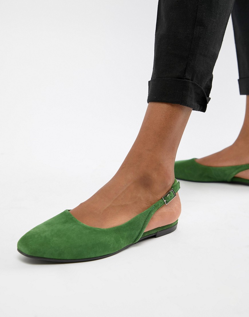 Vagabond Ayden Suede Pointed Slingback Shoes - Green