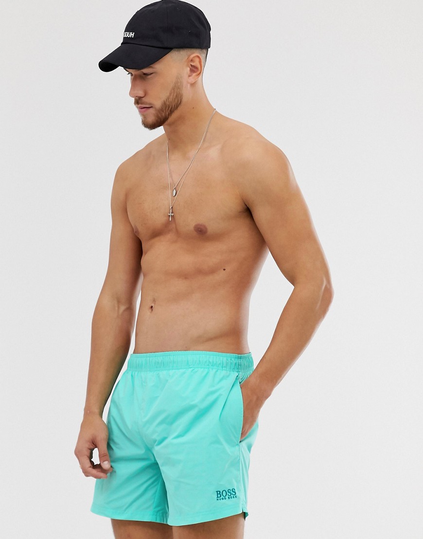 BOSS Perch logo swim shorts in pale green