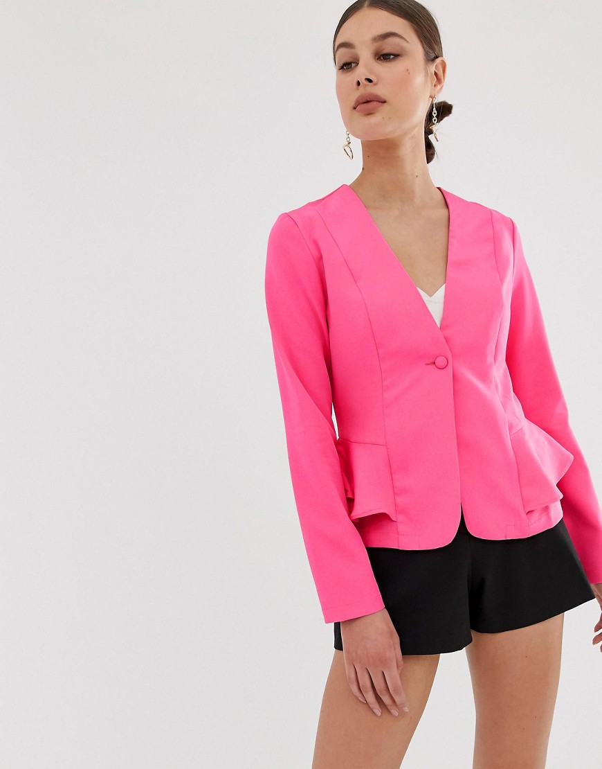 Unique21 tailored jacket with ruffle detail