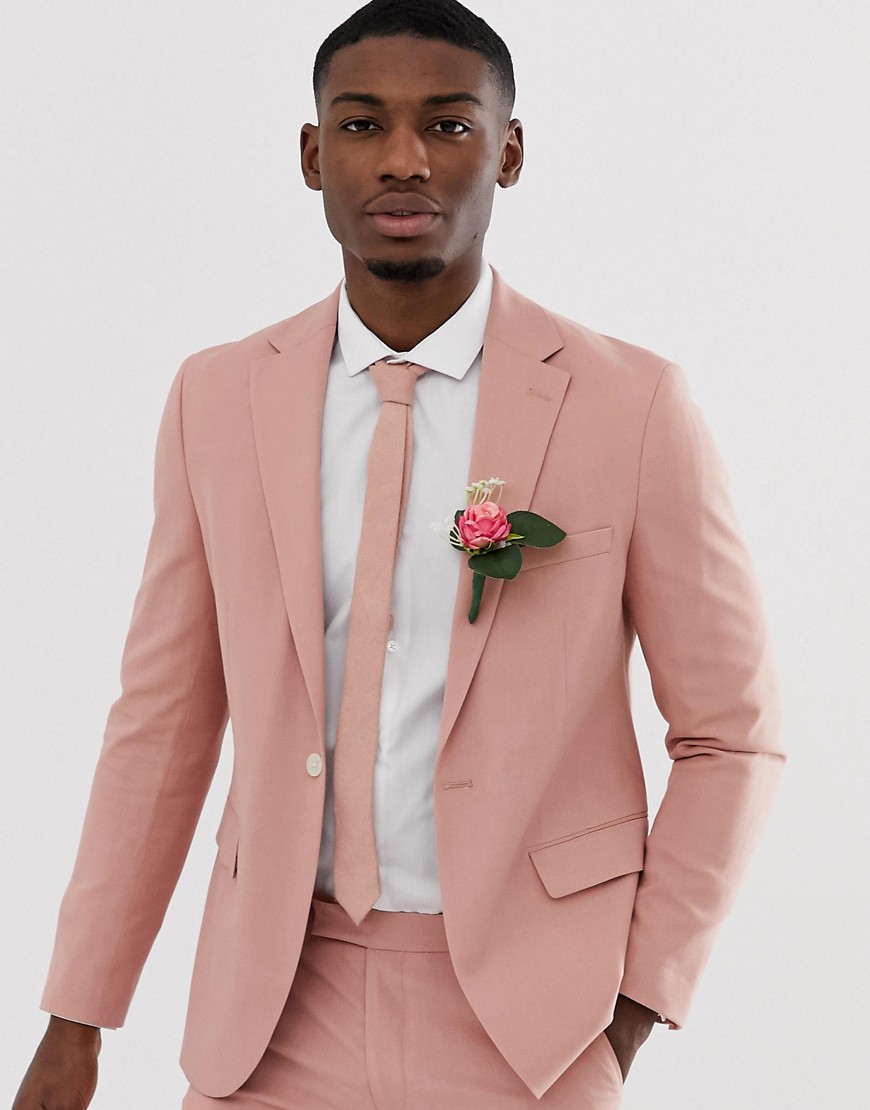 Moss London slim suit jacket in dusty pink