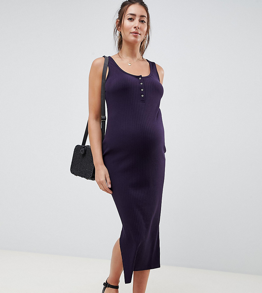 New Look Maternity Rib Maxi Dress - Navy