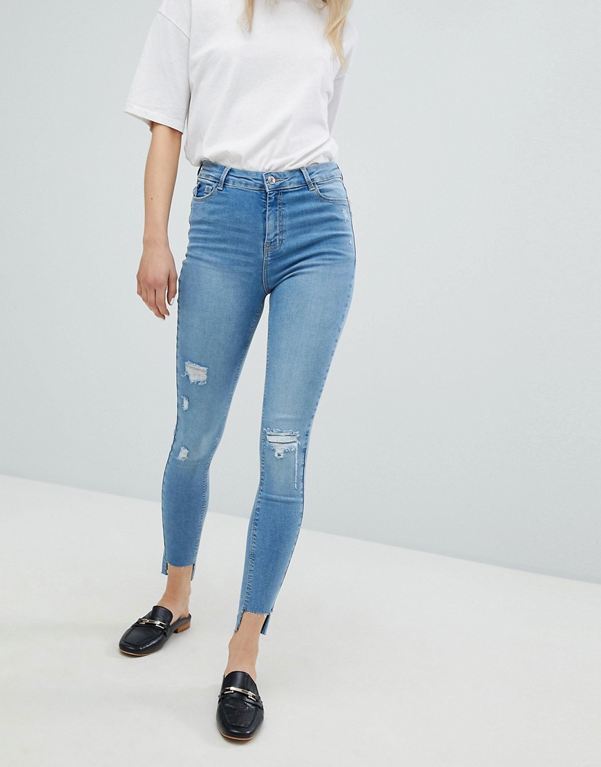 Urban Bliss Distressed Ripped Skinny Jean in Light Wash - Light wash blue