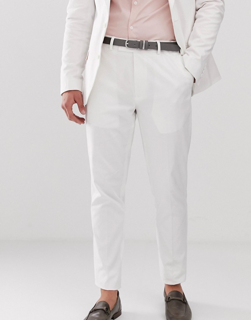 ASOS DESIGN wedding skinny suit trouser in stretch cotton in white