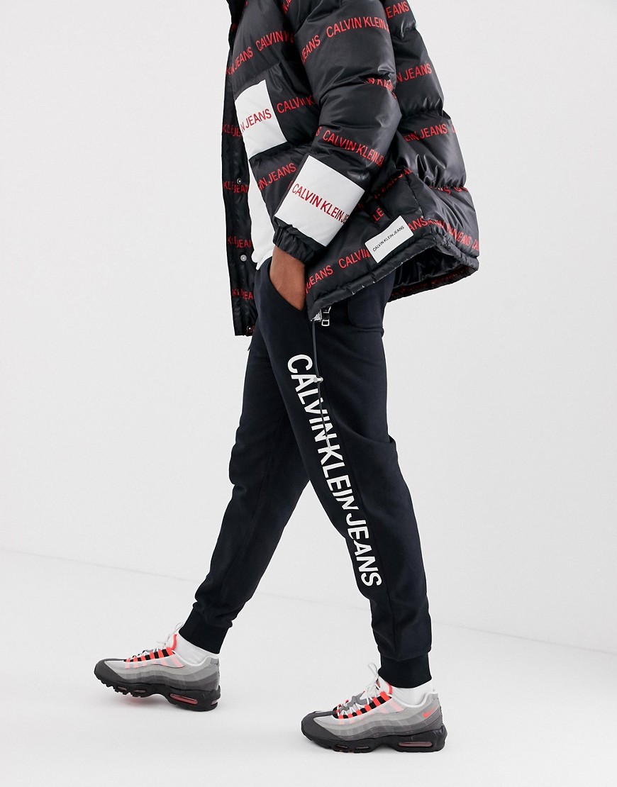 Calvin Klein Jeans institutional side logo joggers in black