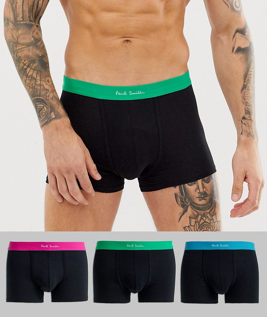 Paul Smith 3 pack trunks with coloured waistband in black