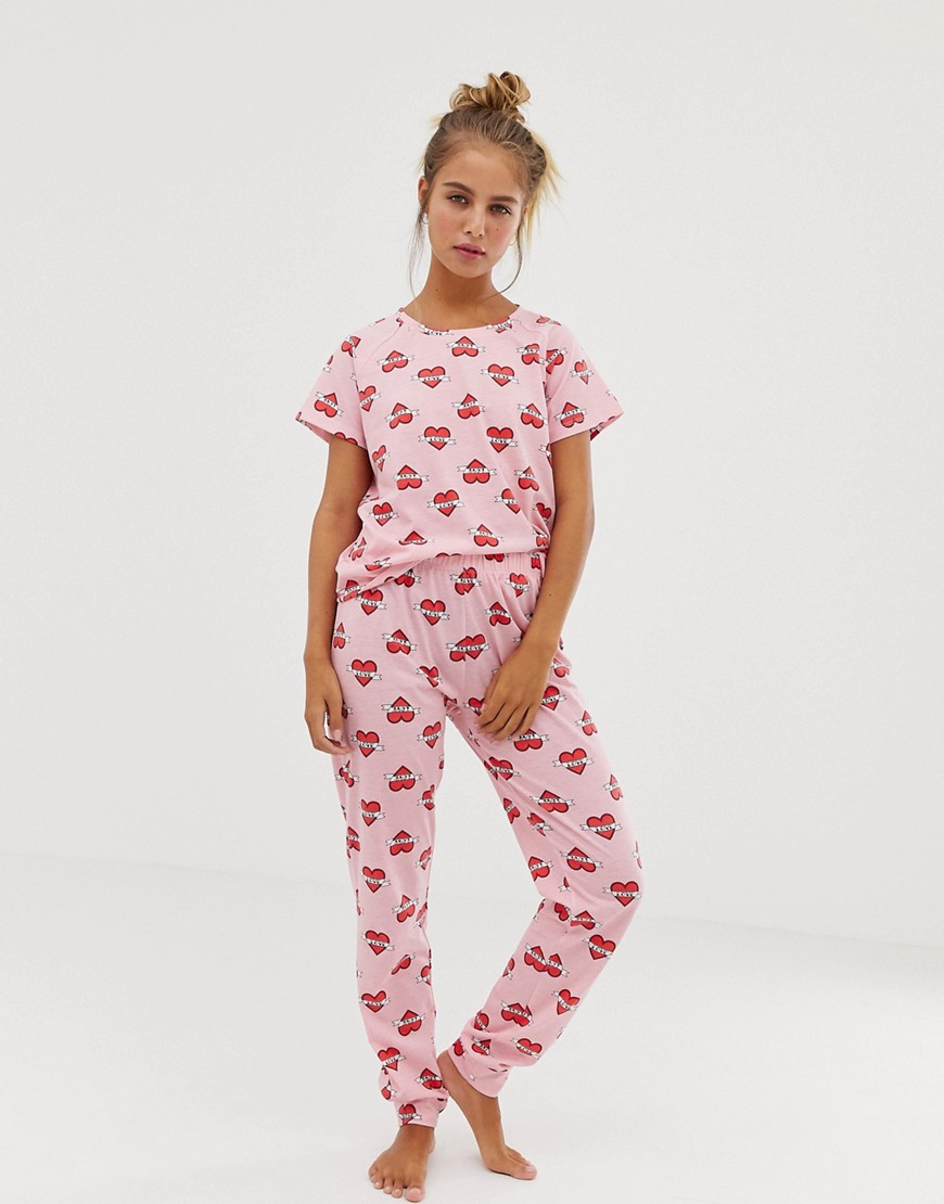 Loungeable Valentines Heart Pyjama Set