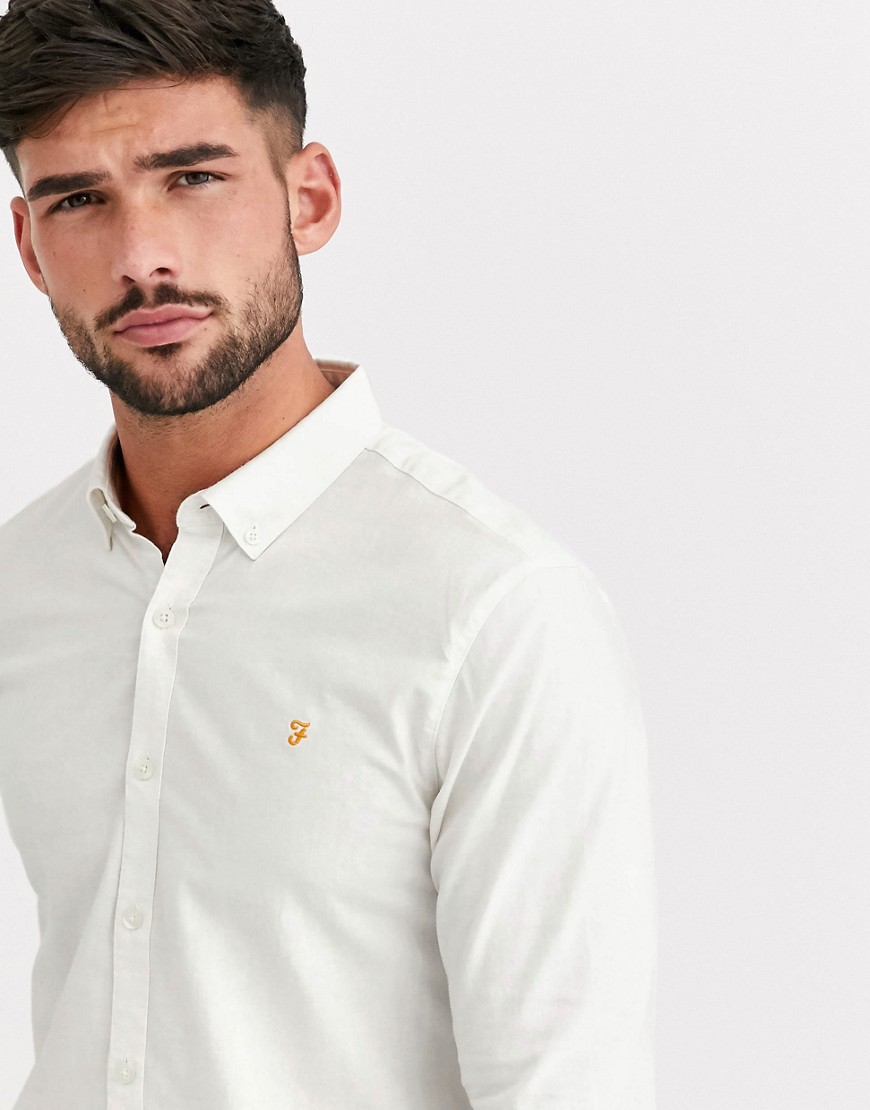Farah Steen slim fit textured shirt in off white