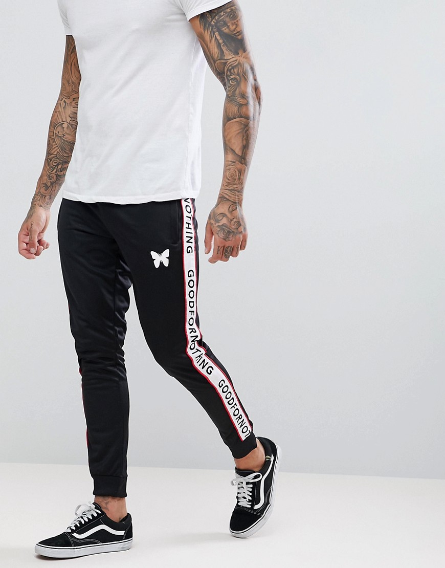 Good For Nothing Skinny Joggers In Black With Logo Side Stripes - Black