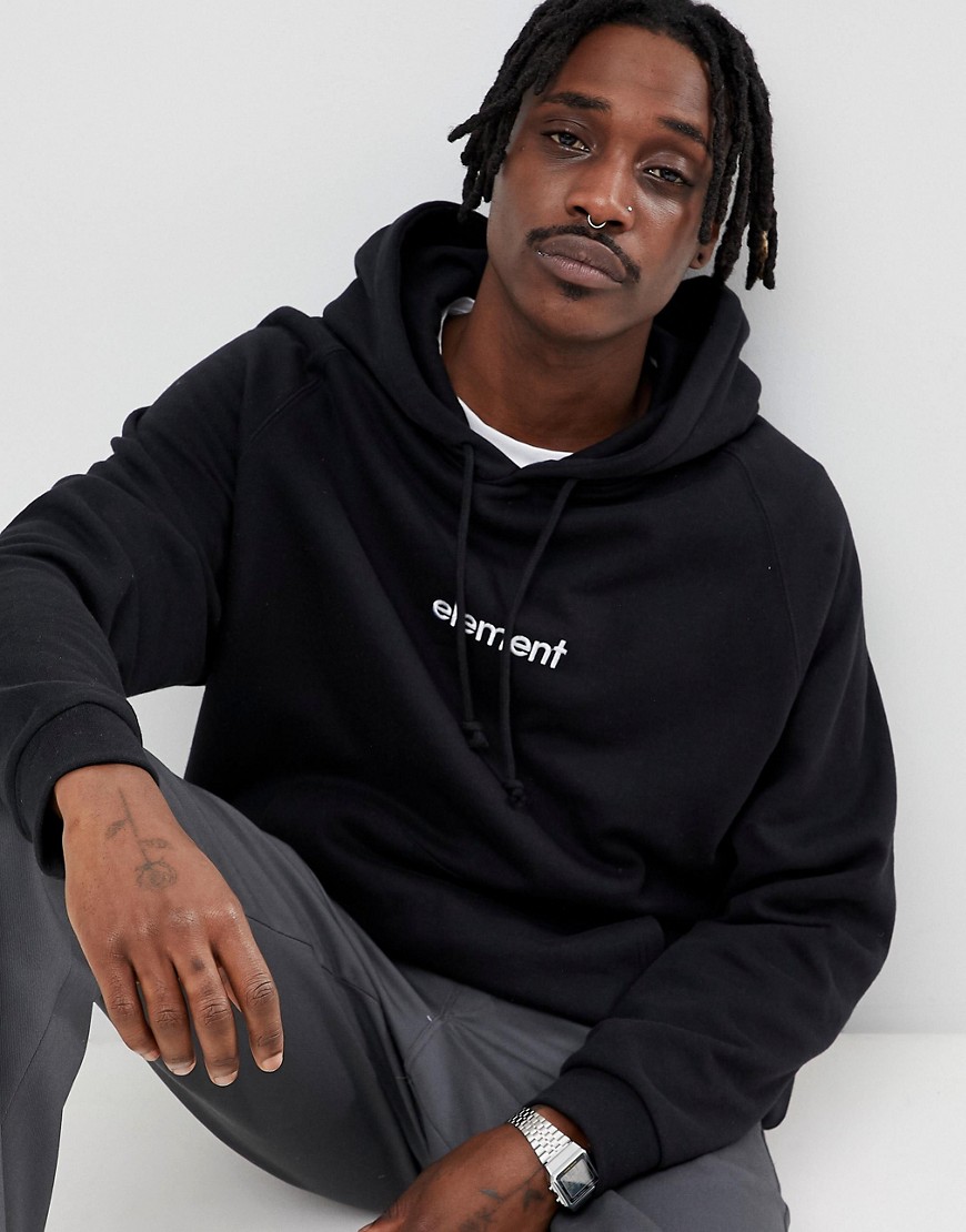 Element Hoodie With Chest Logo In Black - Black