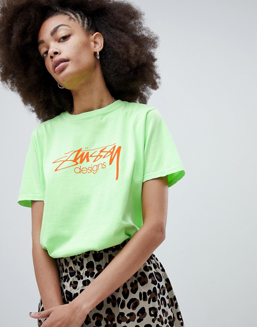 Stussy Relaxed Fit T-Shirt With Designs Logo - Green