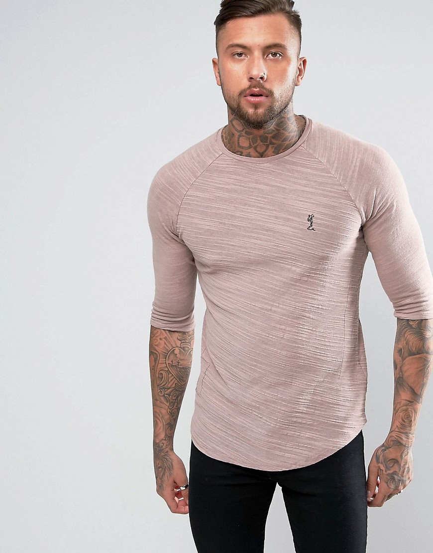 Religion 3/4 sleeve raglan t-shirt in ash pink with texture