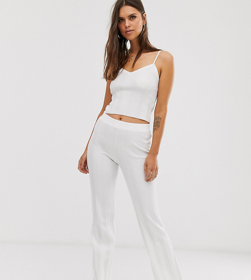 M Lounge flare trousers in wide rib knit co-ord